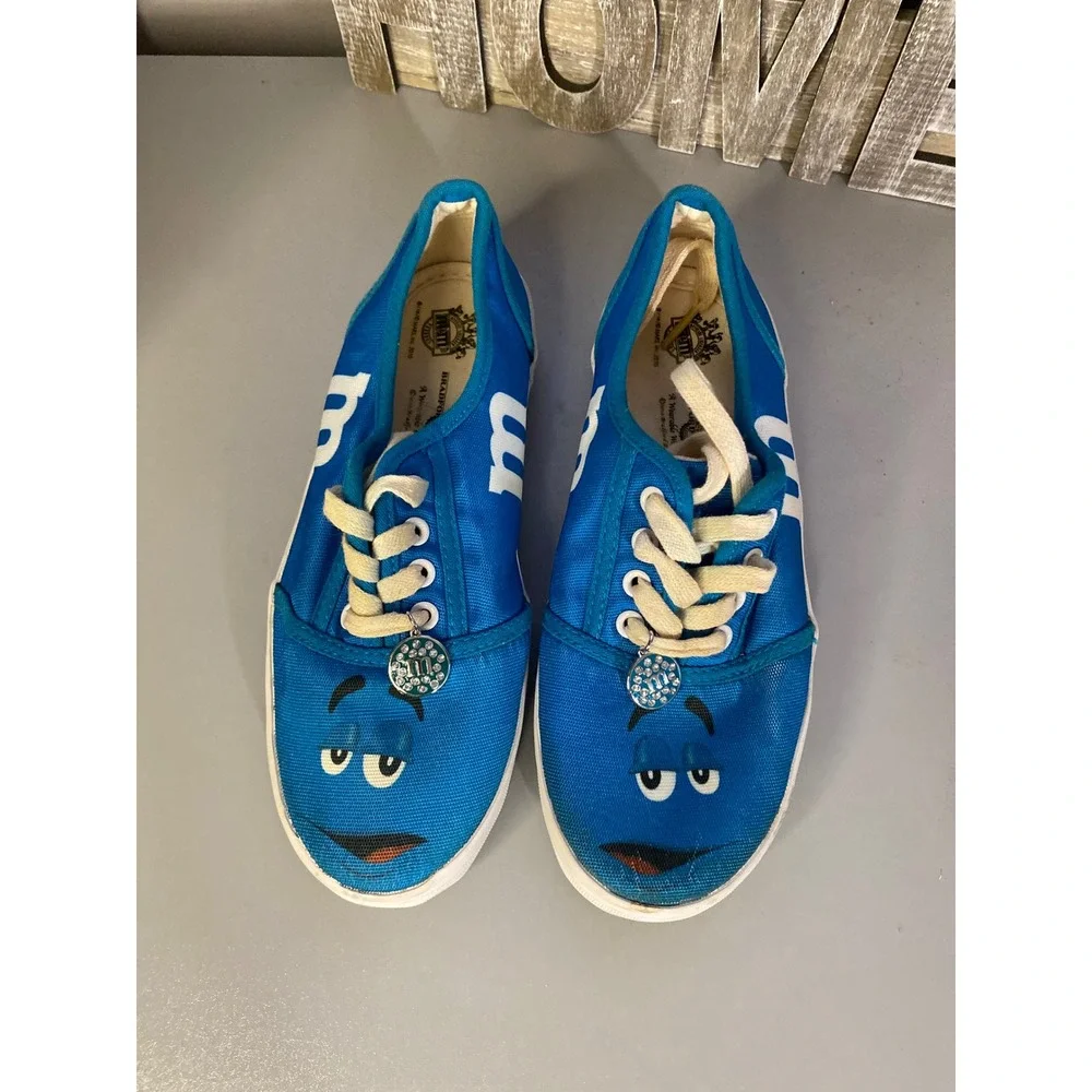 M&Ms Blue Cartoon Face Sneakers Womens Size 5.0 US‎ 3.5 UK Bradford Exchange